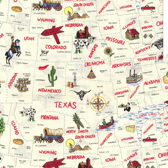 Fabric Traditions United States Map Cotton Fabric